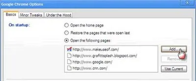 Thiết lập website mở ra khi khởi động
