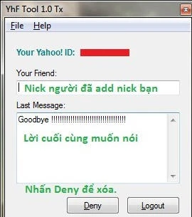 Xoá nick mình trong list chat Yahoo của người khác ảnh 1