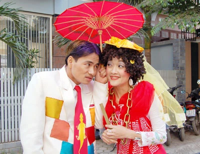 Xuân Bắc - Vân Dung trong một cảnh quay.