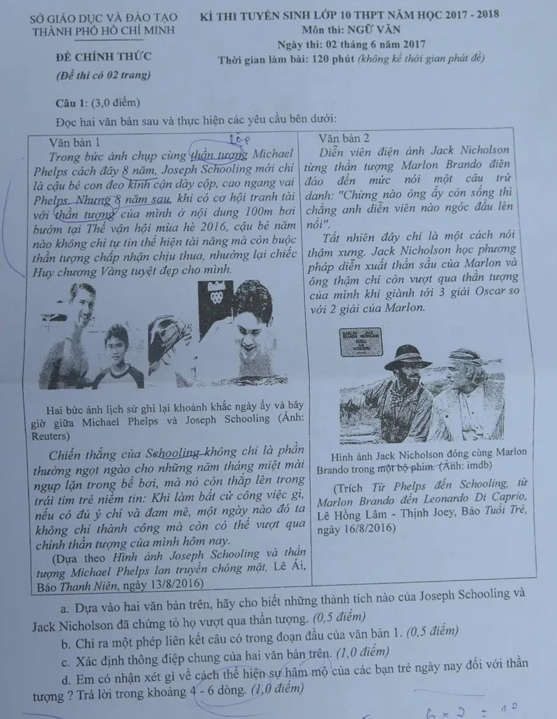 Chính thức công bố đáp án các môn thi lớp 10 tại TP.HCM ảnh 2 Chính thức công bố đáp án các môn thi lớp 10 tại TP.HCM ảnh 2