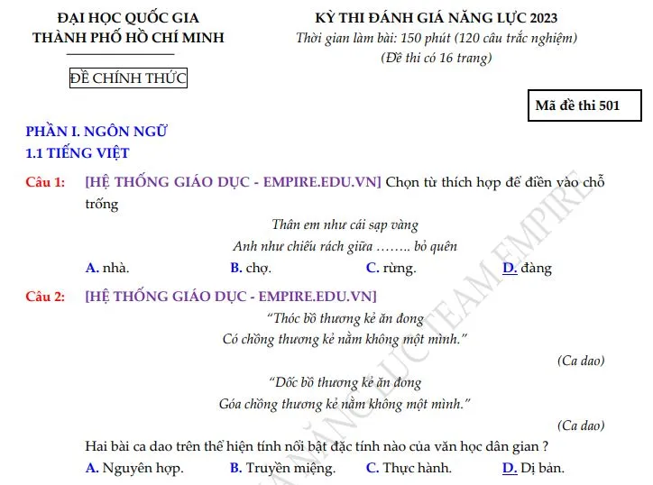 Một phần file đáp án đang được lan truyền. Ảnh: PVCMH