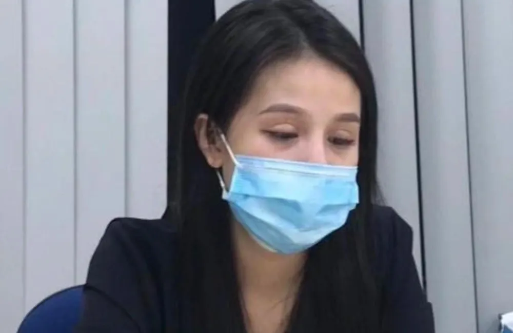 Nguyễn Thị Thảo Nguyên tại cơ quan công an. Ảnh CACC