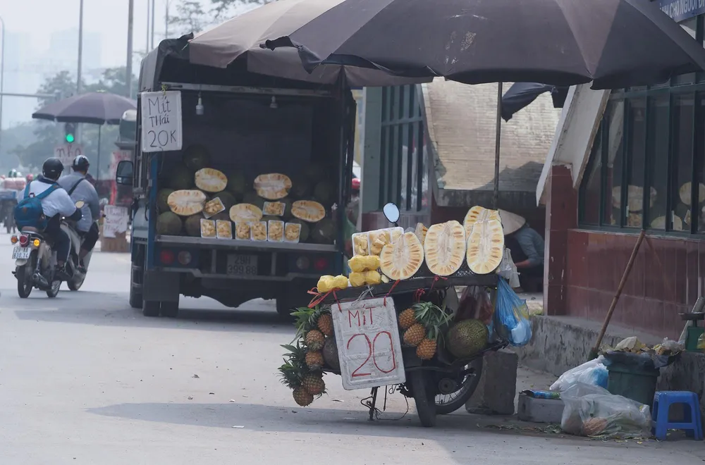Đường vành đai 3 Nguyễn Xiển có lưu lượng giao thông khá lớn. Hai làn đường một chiều rộng rãi, nên nếu không có công trường giữa lòng đường thì việc đi lại khá thông thoáng. Chính vì vậy, lâu nay các xe bán hàng rong, nhất là hoa quả vẫn tranh thủ dừng đỗ, bán hàng trực tiếp, phục vụ nhu cầu của khách qua đường.