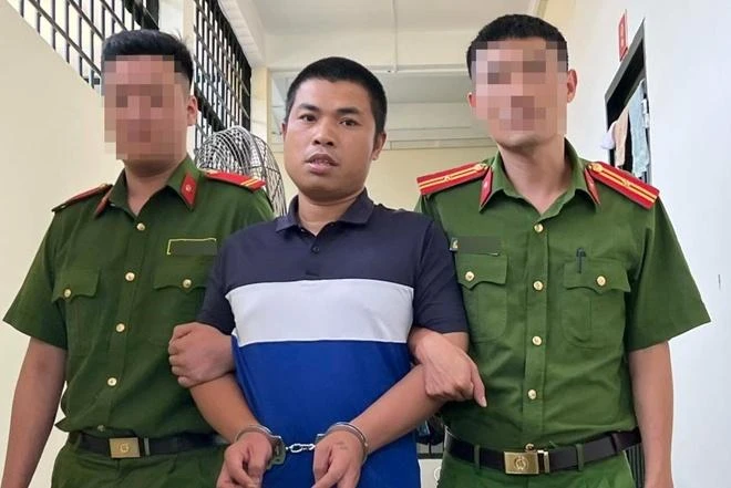 Bị can Hoàng Ngọc Chiến thời điểm bị bắt. Ảnh: CTV