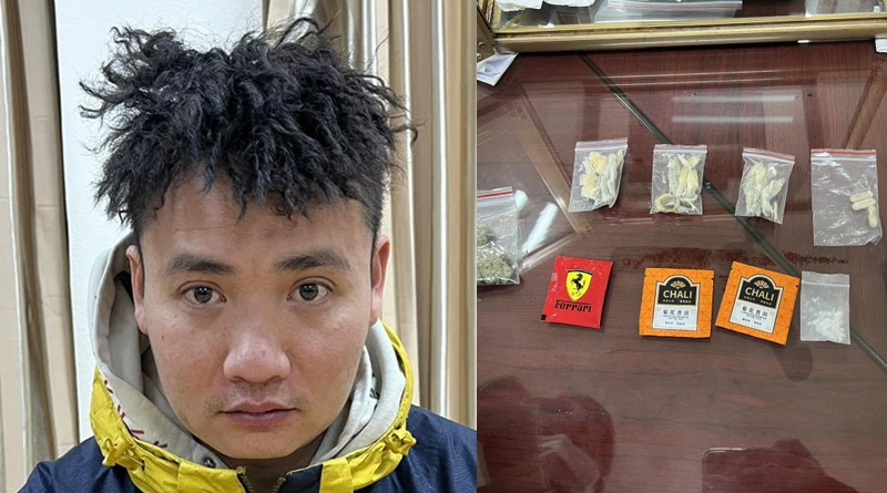 Trương Ngọc Tuấn cùng tang vật. Ảnh CTV