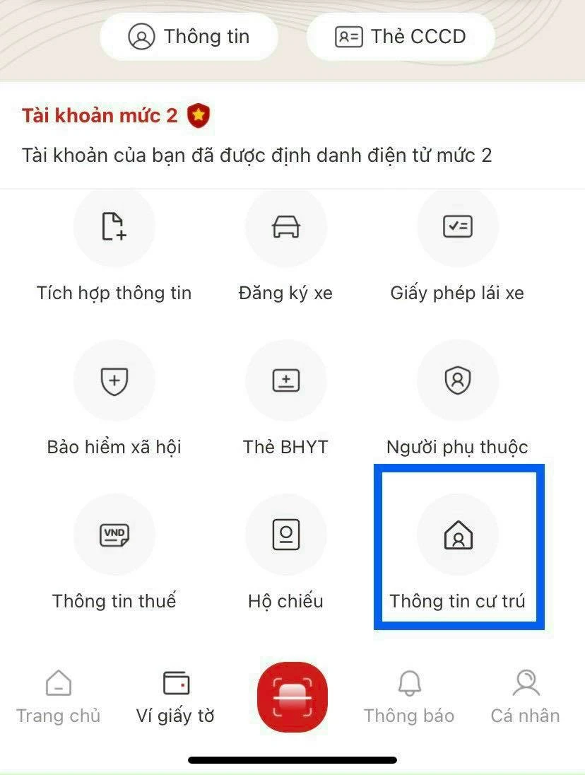 Để kiểm tra thông tin cư trú trên ứng dụng định danh điện tử VneID, người dùng phải cập nhật phiên bản mới nhất là 2.0.7. Ảnh: Chụp màn hình