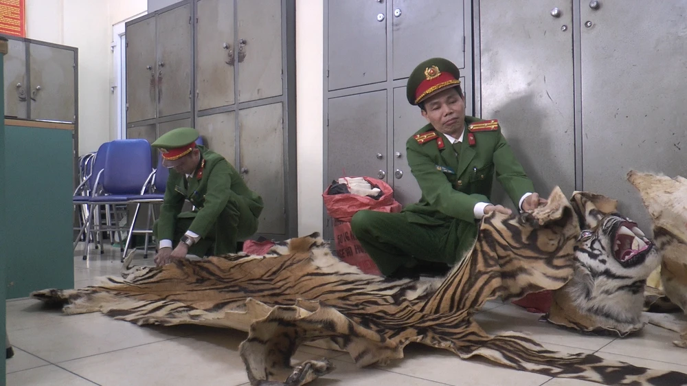 Tang vật tại cơ quan công an. Ảnh CTV