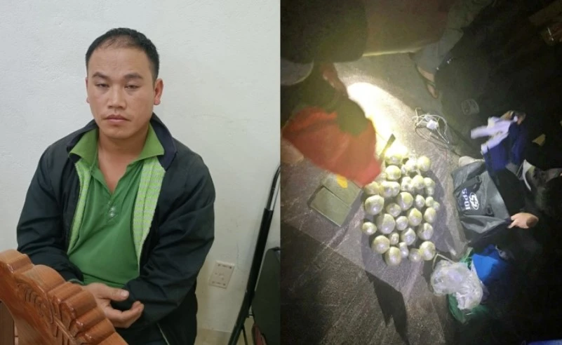 Sộng A Tủa cùng tang vật. Ảnh CA