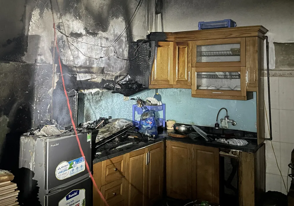 Hiện trường đám cháy. Ảnh: CTV Hiện trường đám cháy. Ảnh: CTV