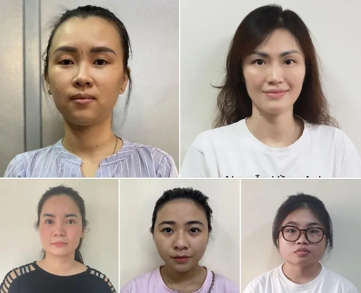 Các bị can trong vụ án. Ảnh BCA