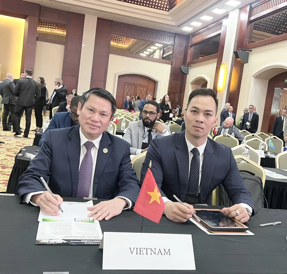 Đoàn đại biểu Cục Cảnh sát ĐTTP về ma túy, Bộ Công an tham dự Hội nghị. Ảnh BCA ảnh 1.jpg