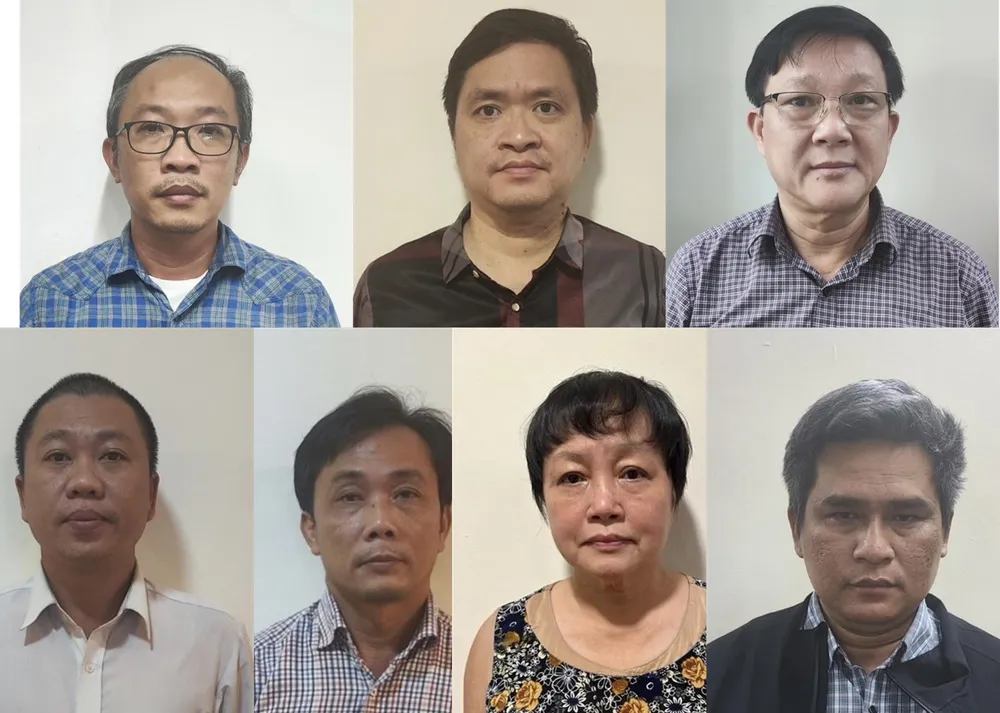 Các bị can trong vụ việc. Ảnh: BCA Bị can.jpg
