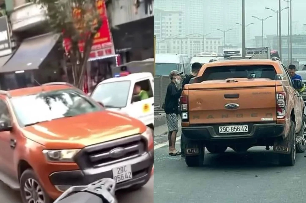 Tài xế ô tô bán tải phóng nhanh và va chạm với nhiều phương tiện khác. Ảnh cắt từ clip tai-xe.jpg