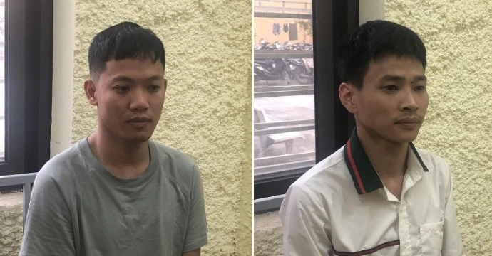 Hai người lừa đảo Cương và Văn. Ảnh CA Lập tài khoản ảo lừa bán ô tô giá rẻ, chiếm đoạt hàng trăm triệu đồng