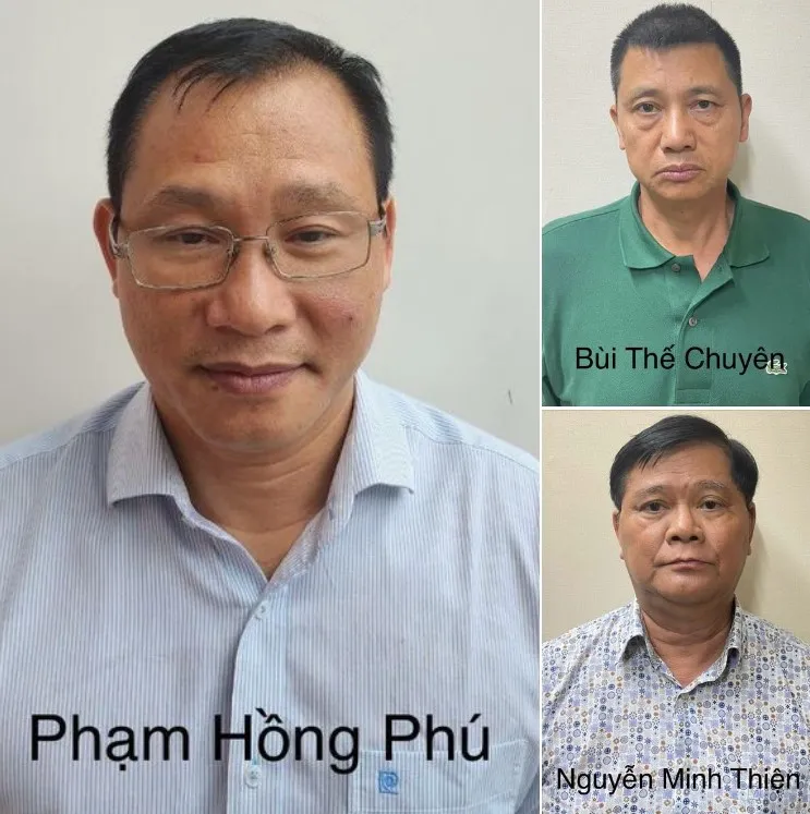 Các bị can bị bắt trong vụ án xảy ra tại Công ty Cổ phần Công nghiệp Cao su miền Nam. Ảnh CA cao-su.jpg