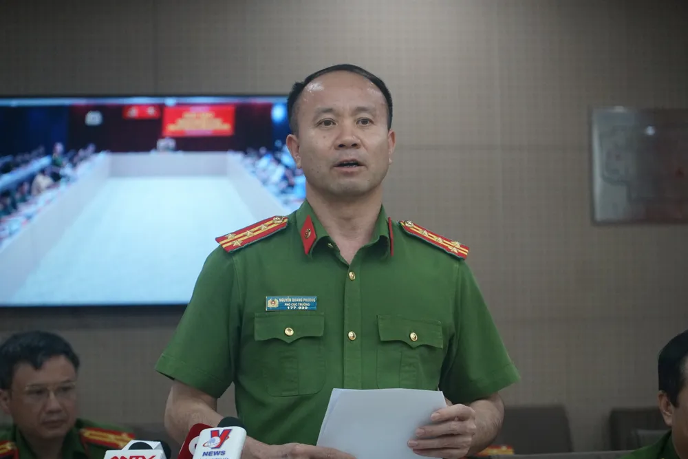 Đại diện C03, Bộ Công an chia sẻ thông tin liên quan đến vụ án tại Tập đoàn Phúc Sơn. Ảnh PHI HÙNG Tap-doan-phuc-son.JPG