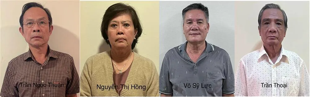 Các bị can trong vụ án vừa bị bắt. Ảnh BCA Nguyên Phó Chủ tịch UBND TP.HCM Nguyễn Thị Hồng bị bắt