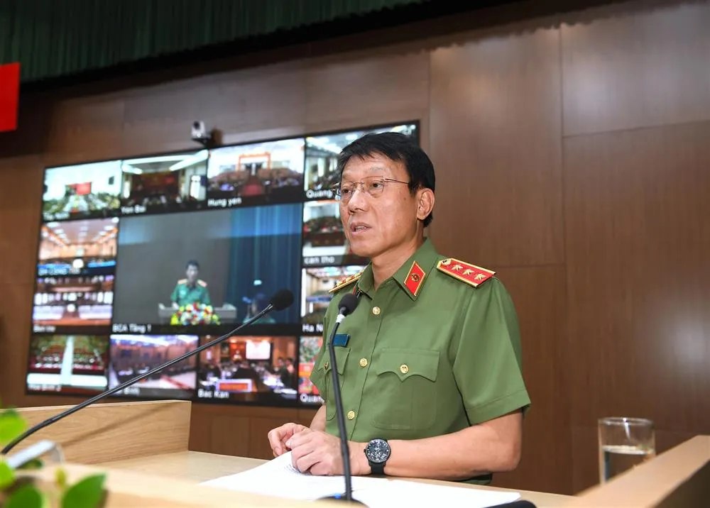 Bộ trưởng Lương Tam Quang phát biểu tại Hội nghị. Ảnh CA xu-ly-toi-pham.jpg