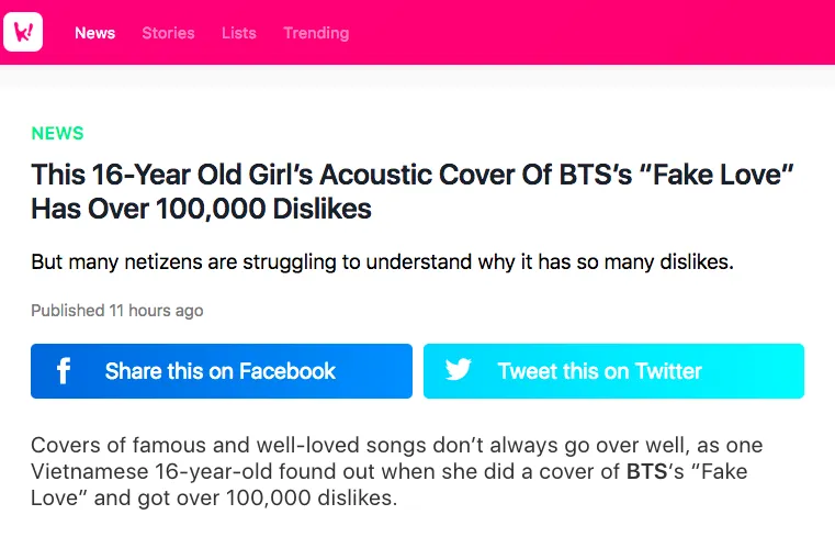 Linh Ka xuất hiện trên Koreaboo.