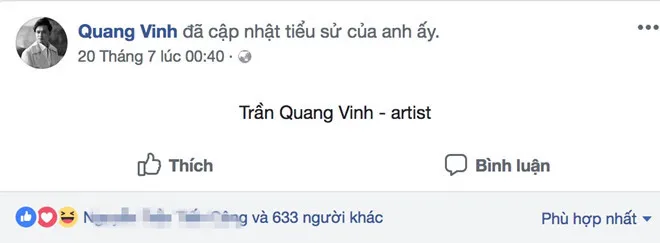 Quang Vinh còn sửa họ và tên đầy đủ. Anh họ Trần, không phải họ Nguyễn. Quang Vinh còn sửa họ và tên đầy đủ. Anh họ Trần, không phải họ Nguyễn.