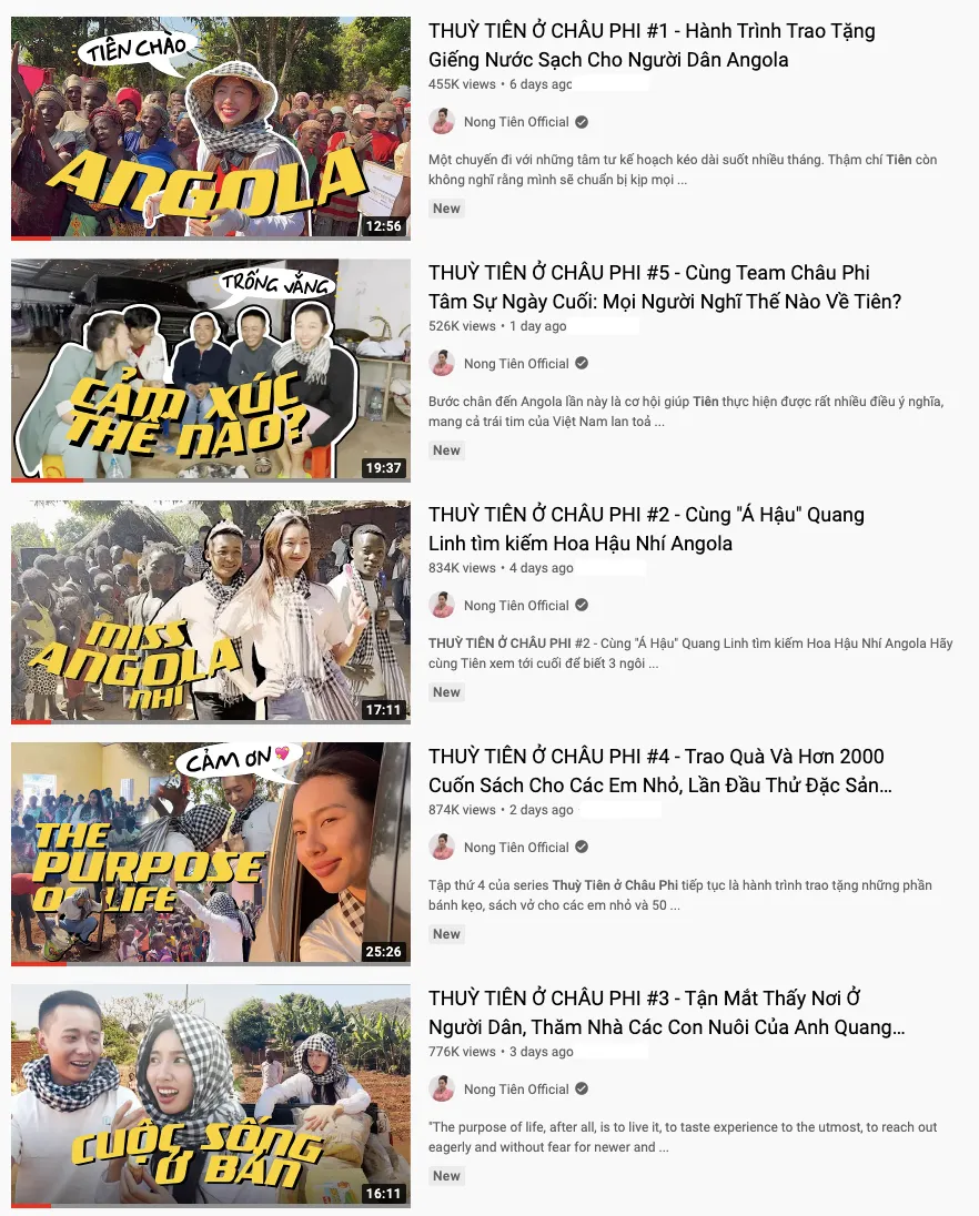 Các video Thùy Tiên ở Châu Phi. Các video Thùy Tiên ở Châu Phi.