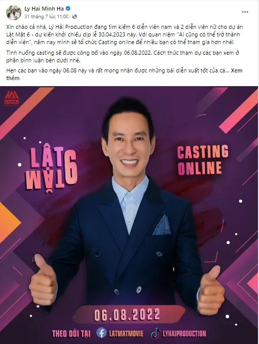 Thể lệ của cuộc thi casting online được công bố trên trang fanpage Lý Hải – Minh Hà. Thể lệ của cuộc thi casting online được công bố trên trang fanpage Lý Hải – Minh Hà.