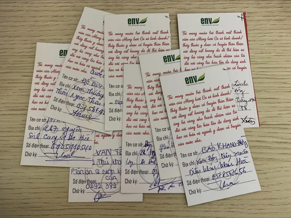 Các cam kết bảo vệ động vật hoang dã từ các cơ sở bán thuốc Y học cổ truyền.