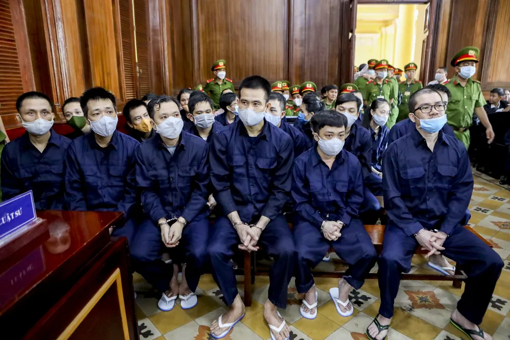 Các bị cáo tại phiên tòa.