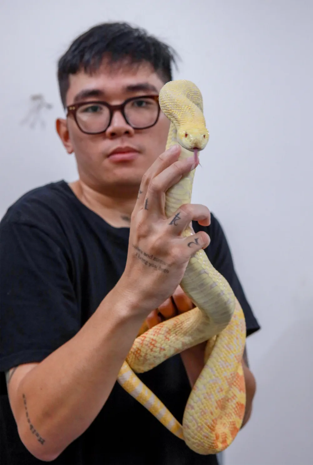 Khi nuôi rắn, anh Hiếu được hiểu thêm về cách rắn săn mồi, rắn thay da, những biểu hiện của rắn khi bệnh cũng như cảm xúc của chúng... Hieu_kenh bo sat (5).jpg