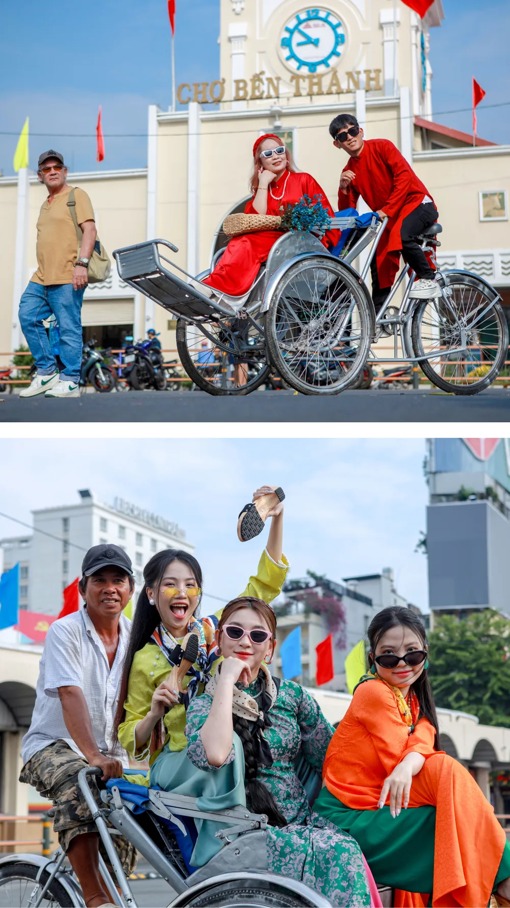 chụp ảnh áo dài tết tại chợ Bến Thành