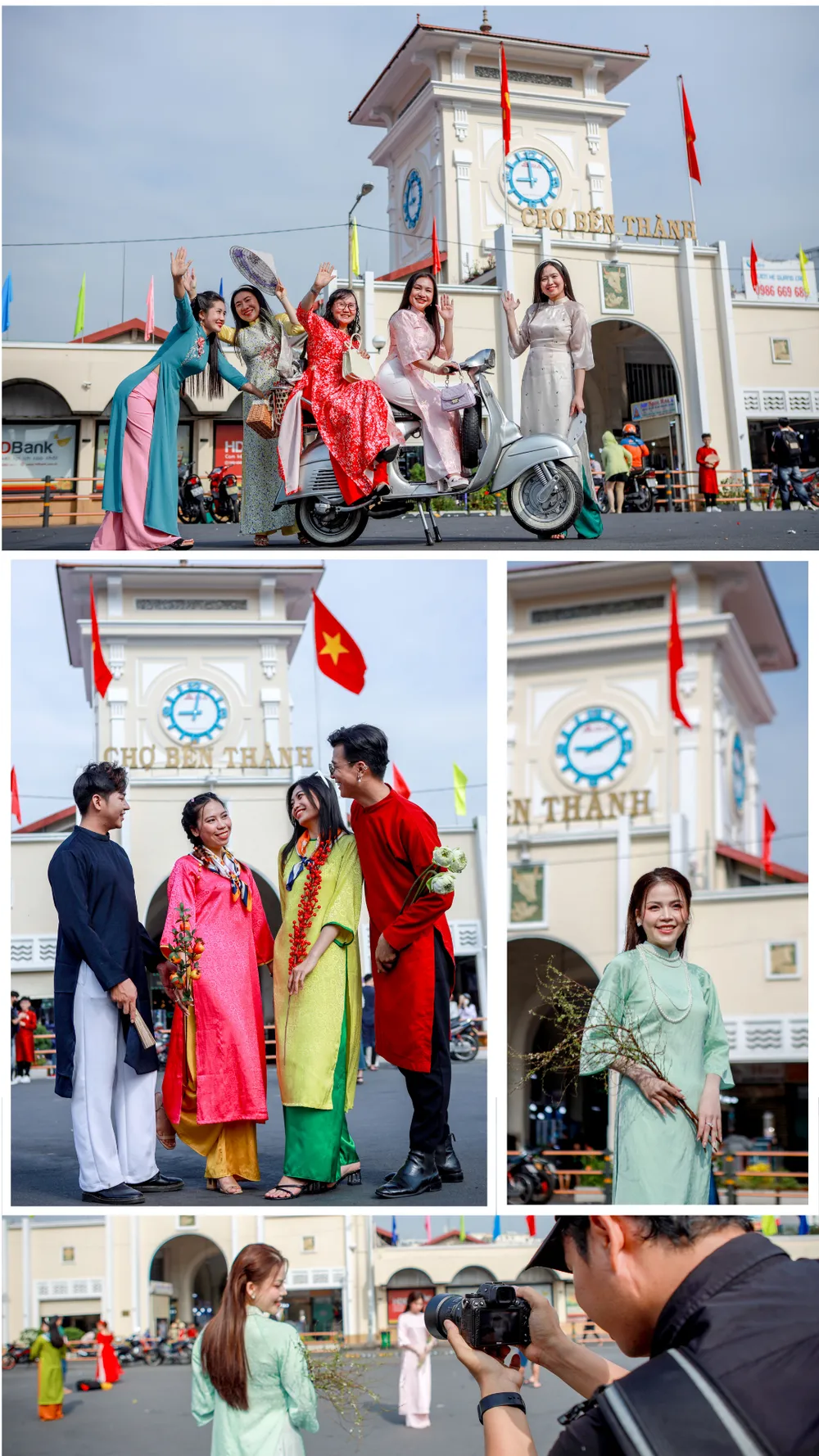chụp ảnh áo dài tết tại chợ Bến Thành
