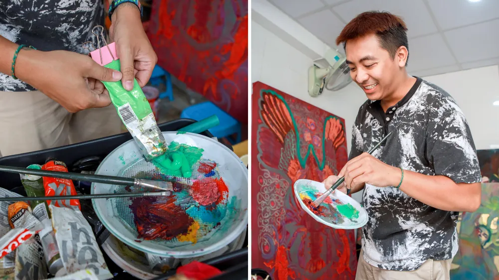 Độc lạ 'rồng bay' trên tranh vải mùng của chàng trai 9X
