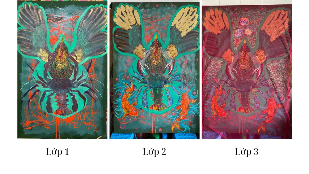 Độc lạ 'rồng bay' trên tranh vải mùng của chàng trai 9X