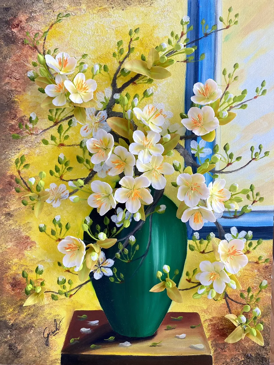 Ngắm tranh mai đào đất sét sống động như thật của người phụ nữ Sài Gòn