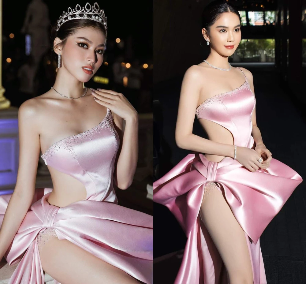 Ngọc Trinh và Á hậu Ngọc Thảo đụng độ trong trang phục cắt xẻ táo bạo. Hình ảnh Ngọc Thảo sexy táo bạo vậy khiến fan sắc đẹp bất ngờ.