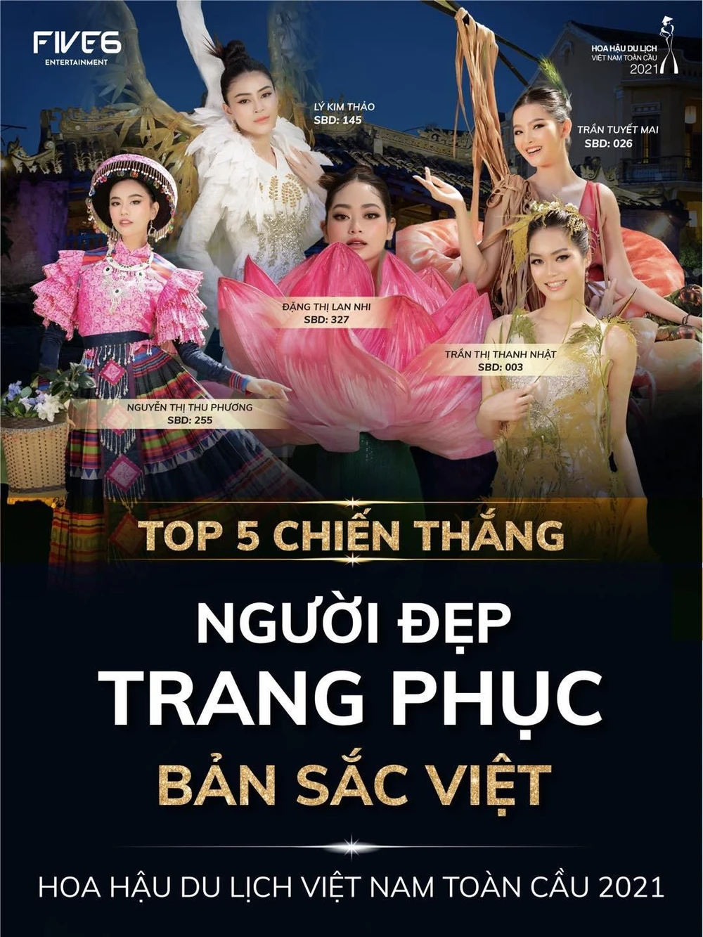 Top 5 chiến thắng trang phục bản sắc Việt. Ảnh: BTC
