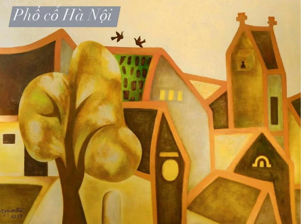 Những góc phố con đường mang hơi thở của Hà Nội trong tranh hoạ sĩ Công Quốc Hà. Ảnh: TT
