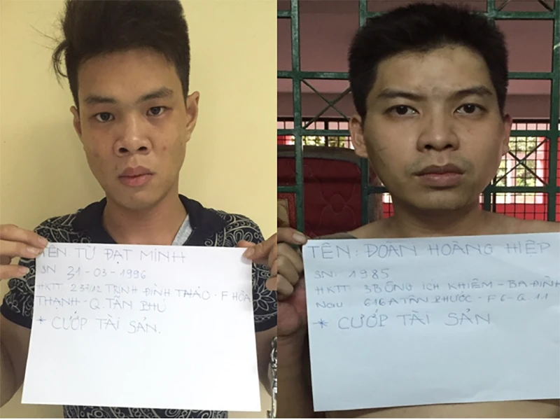 Các đối tượng cướp giật bị công an bắt giữ