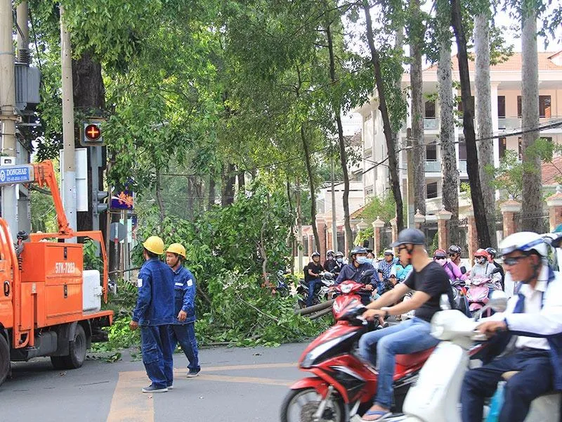 Do hiện trường được phong tỏa nên giao thông qua khu vực gặp khó khăn.
