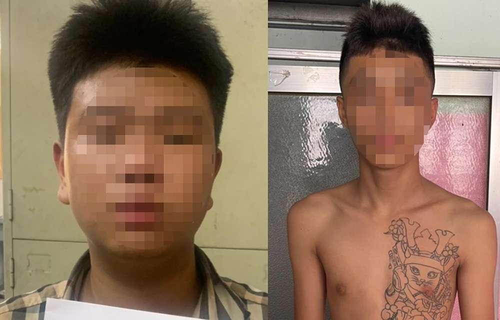 H và V tại cơ quan điều tra. Ảnh: CA