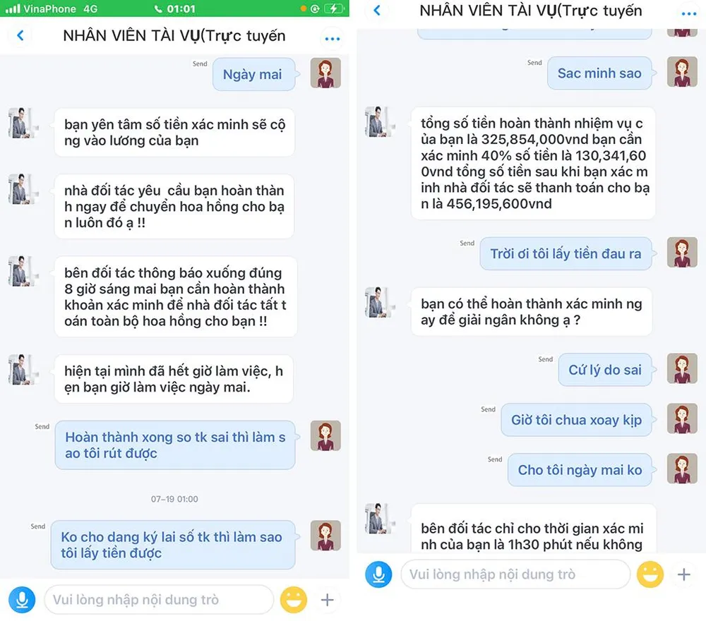 Chị H cho biết do quá tin tưởng nên đã nghe theo hướng dẫn của nhóm lừa đảo. Ảnh: NVCC Chị H cho biết do quá tin tưởng nên đã nghe theo hướng dẫn của nhóm lừa đảo. Ảnh: NVCC