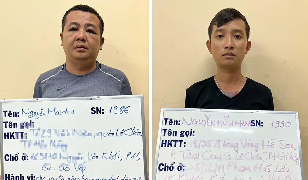 An và Mạnh tại cơ quan điều tra. Ảnh: CA An và Mạnh tại cơ quan điều tra. Ảnh: CA