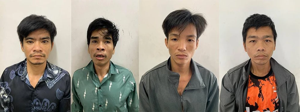 Trắng, Ly, Tâm, Hiếu (từ trái sang) tại cơ quan điều tra. Ảnh: CA