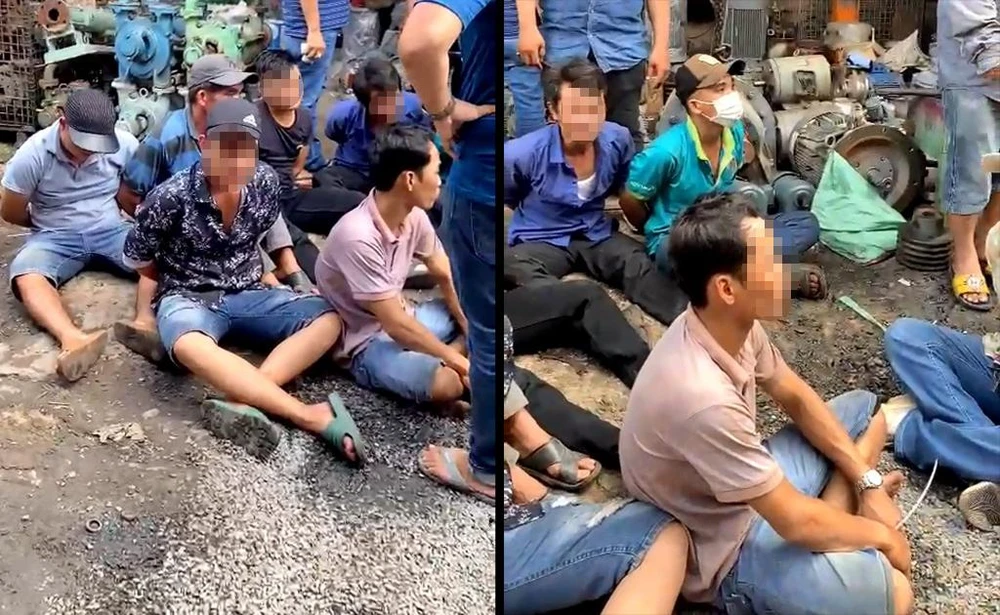 Công an tạm giữ hình sự với 10 người liên quan để điều tra, làm rõ. Ảnh: CA