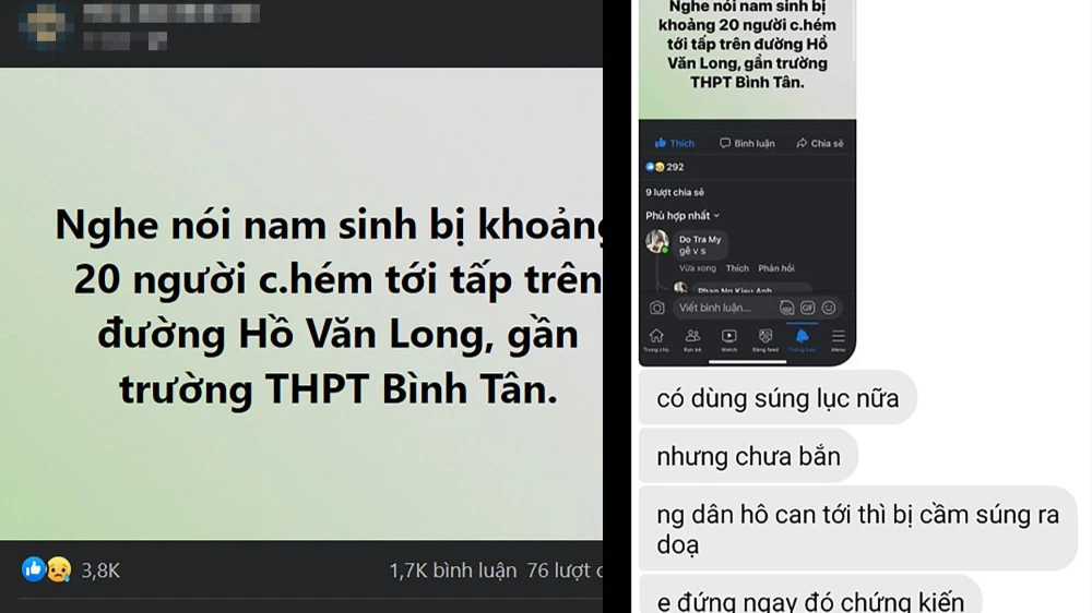 Thông tin về nam sinh bị chém xuất hiện trên mạng xã hội khiến nhiều người dân bày tỏ lo lắng. Ảnh chụp màn hình