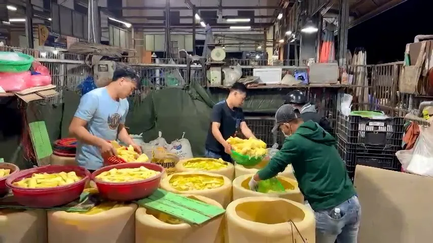 Công an kiểm tra nhiều sạp hàng ở chợ đầu mối Bình Điền phát hiện hàng tấn măng ngâm hóa chất. Ảnh: CA Công an kiểm tra nhiều sạp hàng ở chợ đầu mối Bình Điền phát hiện hàng tấn măng ngâm hóa chất. Ảnh: CA