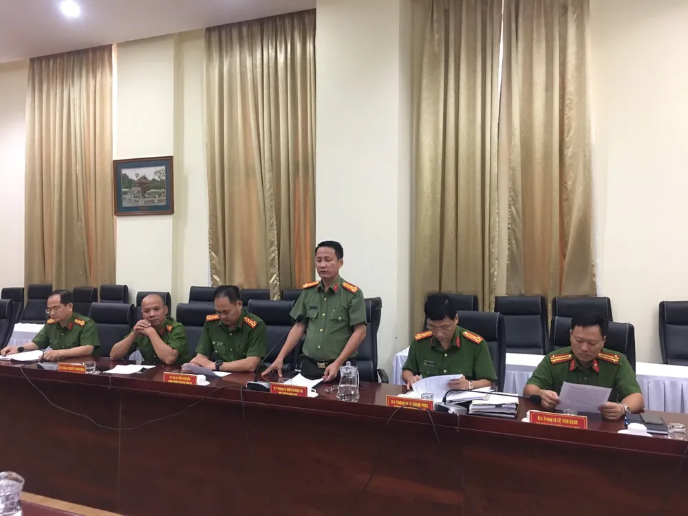 Công an tổ chức họp báo cung cấp nội dung vụ án vào chiều ngày 17-1. Ảnh: CA