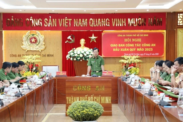 Thiếu tướng Trần Đức Tài - Phó Bí thư Đảng ủy, Phó Giám đốc Công an Thành phố phát biểu tại Hội nghị giao ban trực tuyến. Ảnh: CA Thiếu tướng Trần Đức Tài - Phó Bí thư Đảng ủy, Phó Giám đốc Công an Thành phố phát biểu tại Hội nghị giao ban trực tuyến. Ảnh: CA