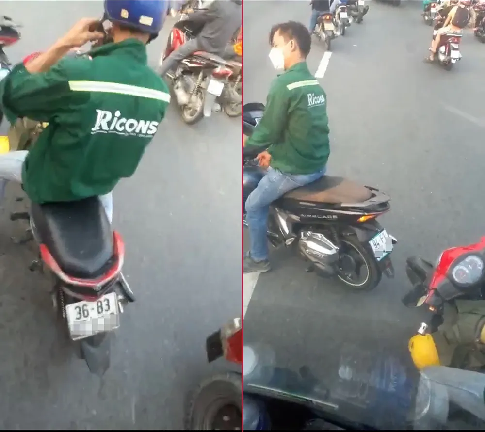 Hai nam thanh niên chặn xe khách, đập phá kính chắn gió trên Quốc lộ 1. Ảnh: NDCC