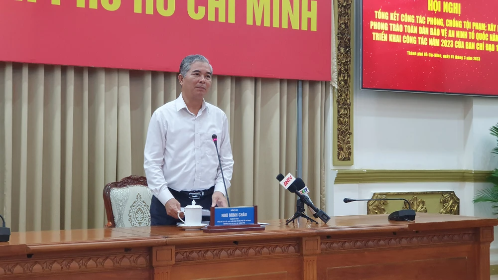 Ông Ngô Minh Châu, Phó Chủ tịch UBND TP phát biểu chỉ đạo tại hội nghị. Ảnh: NT